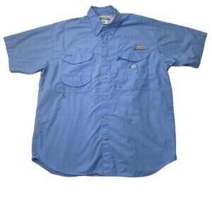 Columbia Mens Medium Fishing Shirt Vented Outdoor Short Sleeve Button Up
